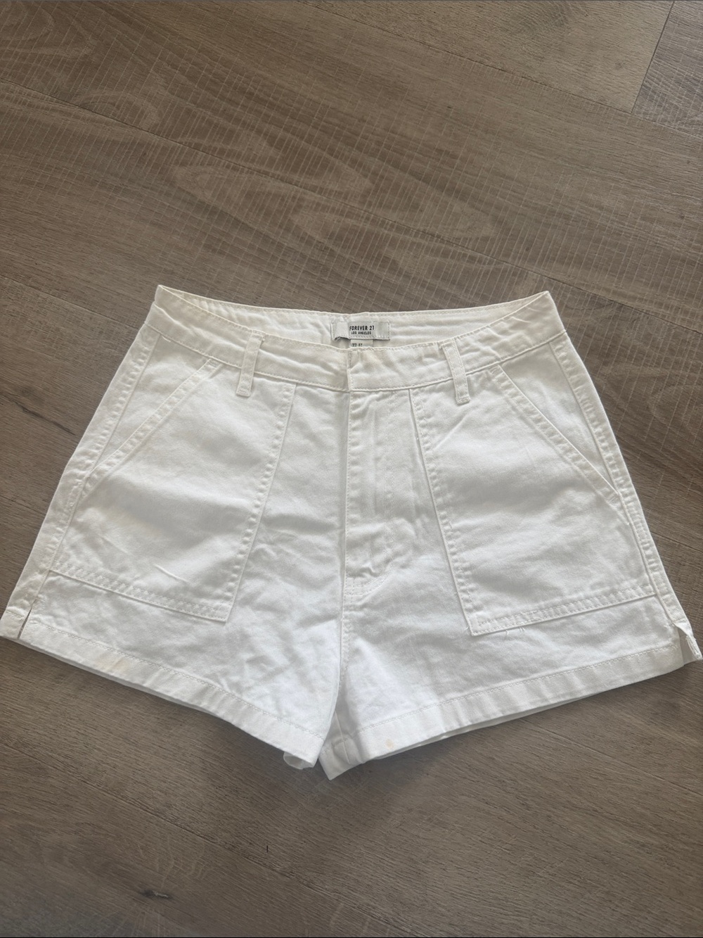 Forever 21 White High Waist Utility Shorts